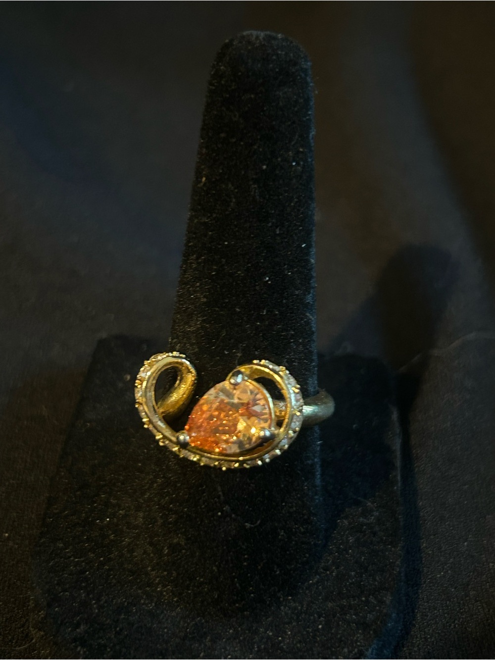 Gold-Tone Ring with Citrine Style Stone